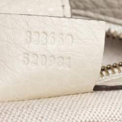 Pre Owned Gucci Ivory Grained Leather Medium Bamboo Shopper Tote