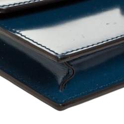 مملوكة مسبقًا Gucci Dark Teal Leather Interlocking G Flap Clutch Bag