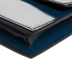 مملوكة مسبقًا Gucci Dark Teal Leather Interlocking G Flap Clutch Bag