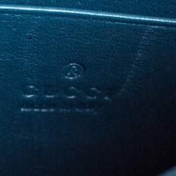 مملوكة مسبقًا Gucci Dark Teal Leather Interlocking G Flap Clutch Bag