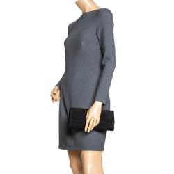 Pre Owned Gucci Black Crystal Embellished Suede Interlocking G Broadway Clutch