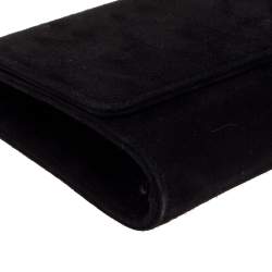 Pre Owned Gucci Black Crystal Embellished Suede Interlocking G Broadway Clutch