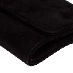 Pre Owned Gucci Black Crystal Embellished Suede Interlocking G Broadway Clutch