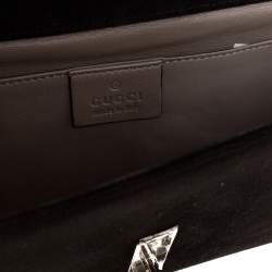 Pre Owned Gucci Black Crystal Embellished Suede Interlocking G Broadway Clutch
