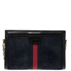 Pre Owned Gucci Black Suede and Leather Ophidia Dragon Bag