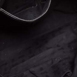 Pre Owned حقيبة يد غوتشي مرصعة معدن جلد و كانفاس مقوى مطبوع جي جي أسود