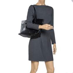 Pre Owned حقيبة يد غوتشي مرصعة معدن جلد و كانفاس مقوى مطبوع جي جي أسود