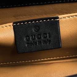 Pre Owned Gucci Black Shine Alligator Mini Thiara Bamboo Top Handle Bag