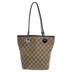 مملوكة مسبقًا Gucci Brown/Beige GG Canvas and Leather Eclipse Tote