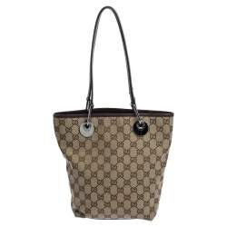 مملوكة مسبقًا Gucci Brown/Beige GG Canvas and Leather Eclipse Tote
