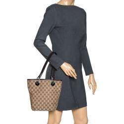 مملوكة مسبقًا Gucci Brown/Beige GG Canvas and Leather Eclipse Tote