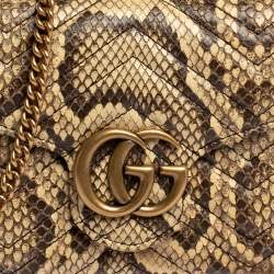 Gucci Cream Python GG Marmont Wallet on Chain