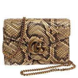 Gucci Cream Python GG Marmont Wallet on Chain