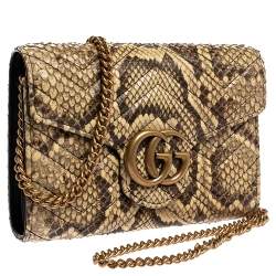 Gucci Cream Python GG Marmont Wallet on Chain