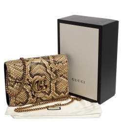 Gucci Cream Python GG Marmont Wallet on Chain