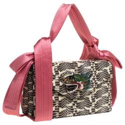 Gucci Pink/Beige Python and Satin Naga Dragon Head Shoulder Bag
