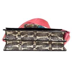 Gucci Pink/Beige Python and Satin Naga Dragon Head Shoulder Bag