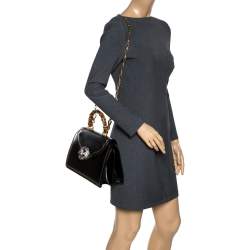 Pre Owned Gucci Black Leather Medium Thiara Bamboo Top Handle Bag