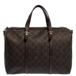 مملوكة مسبقًا Gucci Dark Brown GG Supreme Canvas and Leather Medium Joy Boston Bag