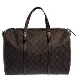 مملوكة مسبقًا Gucci Dark Brown GG Supreme Canvas and Leather Medium Joy Boston Bag