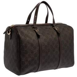 مملوكة مسبقًا Gucci Dark Brown GG Supreme Canvas and Leather Medium Joy Boston Bag