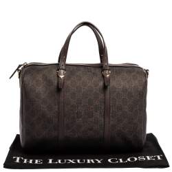 مملوكة مسبقًا Gucci Dark Brown GG Supreme Canvas and Leather Medium Joy Boston Bag