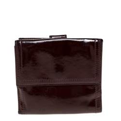 Gucci Maroon Patent Leather Hysteria French Wallet