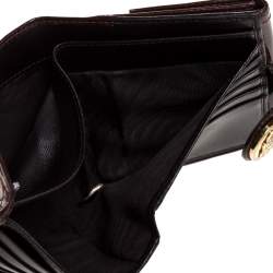 Gucci Maroon Patent Leather Hysteria French Wallet