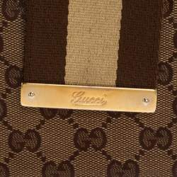 Gucci Beige/Brown GG Crystal Canvas Web Flap French Wallet