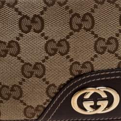 مملوكة مسبقًا Gucci Brown/Beige GG Canvas and Leather Britt Continental Wallet