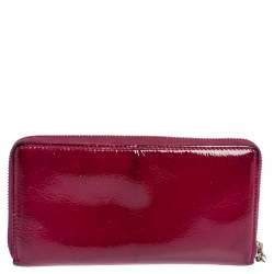 Gucci Fuchsia Patent Leather Soho Zip Around Wallet