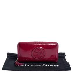 Gucci Fuchsia Patent Leather Soho Zip Around Wallet