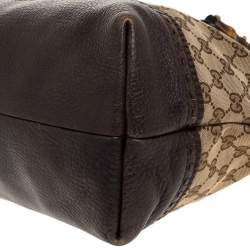 Pre Owned حقيبة غوتشي "ليدباك كرافتي" كانفاس جي جي و جلد بيج و بني 