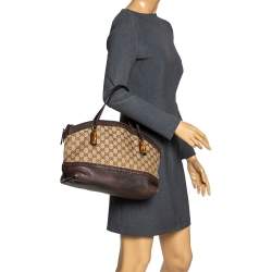 Pre Owned حقيبة غوتشي "ليدباك كرافتي" كانفاس جي جي و جلد بيج و بني 