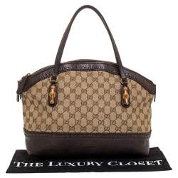 Pre Owned حقيبة غوتشي "ليدباك كرافتي" كانفاس جي جي و جلد بيج و بني 