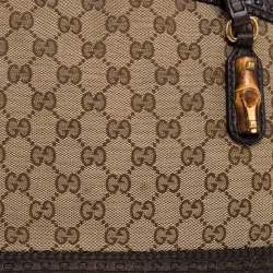 Pre Owned حقيبة غوتشي "ليدباك كرافتي" كانفاس جي جي و جلد بيج و بني 