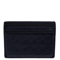 Gucci Black Guccissima Leather Card Holder