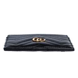 Pre Owned Gucci Black Leather GG Marmont Card Holder
