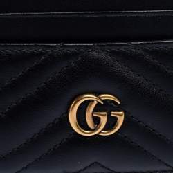 Pre Owned Gucci Black Leather GG Marmont Card Holder