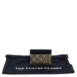 Gucci Beige/Black GG Supreme Canvas Tiger Card Holder