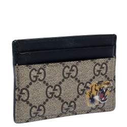 Gucci Beige/Black GG Supreme Canvas Tiger Card Holder