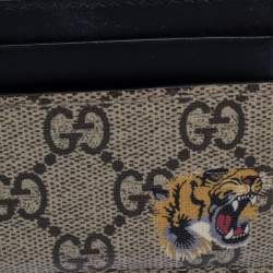 Gucci Beige/Black GG Supreme Canvas Tiger Card Holder