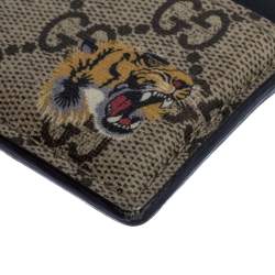 Gucci Beige/Black GG Supreme Canvas Tiger Card Holder