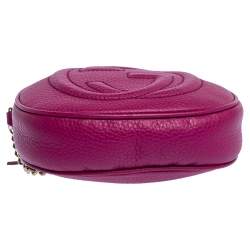 Pre Owned Gucci Fuchsia Leather Mini Soho Disco Chain Crossbody Bag