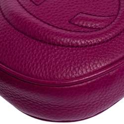 Pre Owned Gucci Fuchsia Leather Mini Soho Disco Chain Crossbody Bag