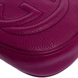 Pre Owned Gucci Fuchsia Leather Mini Soho Disco Chain Crossbody Bag