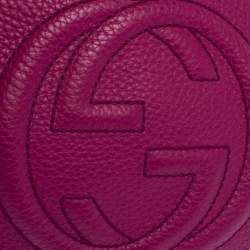 Pre Owned Gucci Fuchsia Leather Mini Soho Disco Chain Crossbody Bag