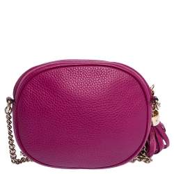 Pre Owned Gucci Fuchsia Leather Mini Soho Disco Chain Crossbody Bag