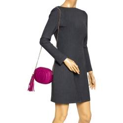 Pre Owned Gucci Fuchsia Leather Mini Soho Disco Chain Crossbody Bag