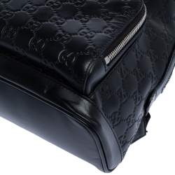 Pre Owned Gucci Black Guccissima Leather Backpacks